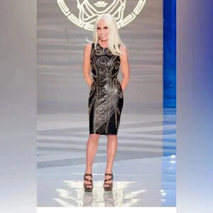 Versace x HM sexy day 2 nite leather trendy wedding gold stiletto high heel 8
